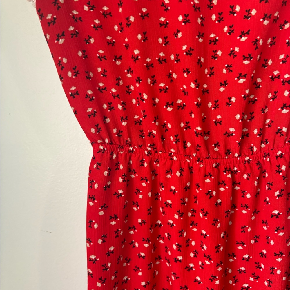 Red Floral Dress With Square Neck - image 6